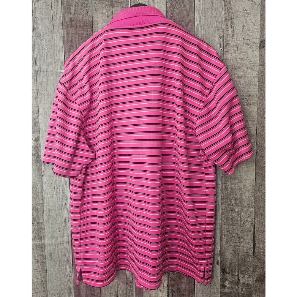 PGA Tour Golf Men’s XL Polo Shirt Short Sleeve Pink Black White Stripe - Picture 2 of 5